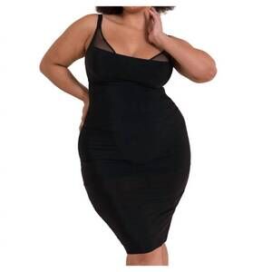 NEW SCANTILLY mirage wired plunge slip dress in black